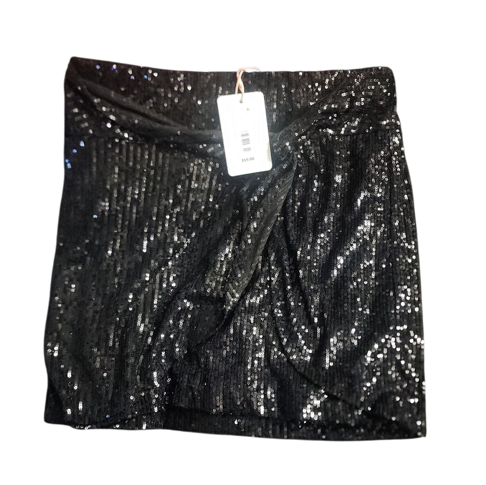 GB Sequin Black Mini Skirt Size Large